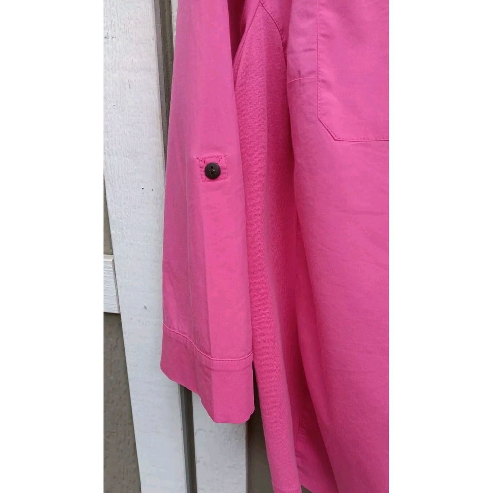 Rebecca Malone Women's 1X Deep Pink 3/4 Sleeve Button Up Shirt Size Band Collar - Picture 2 of 7